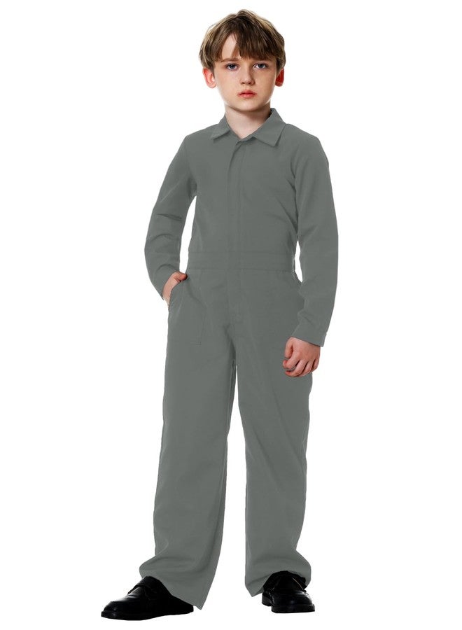 AOBUTE Grey Mechanic Workwear for Boys Girls Halloween Killer Jumpsuit Long Sleeve Zipper Outfits 11-12 Years - Image 2